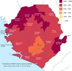 Prevalence Map: FGM in Sierra Leone (2019)
